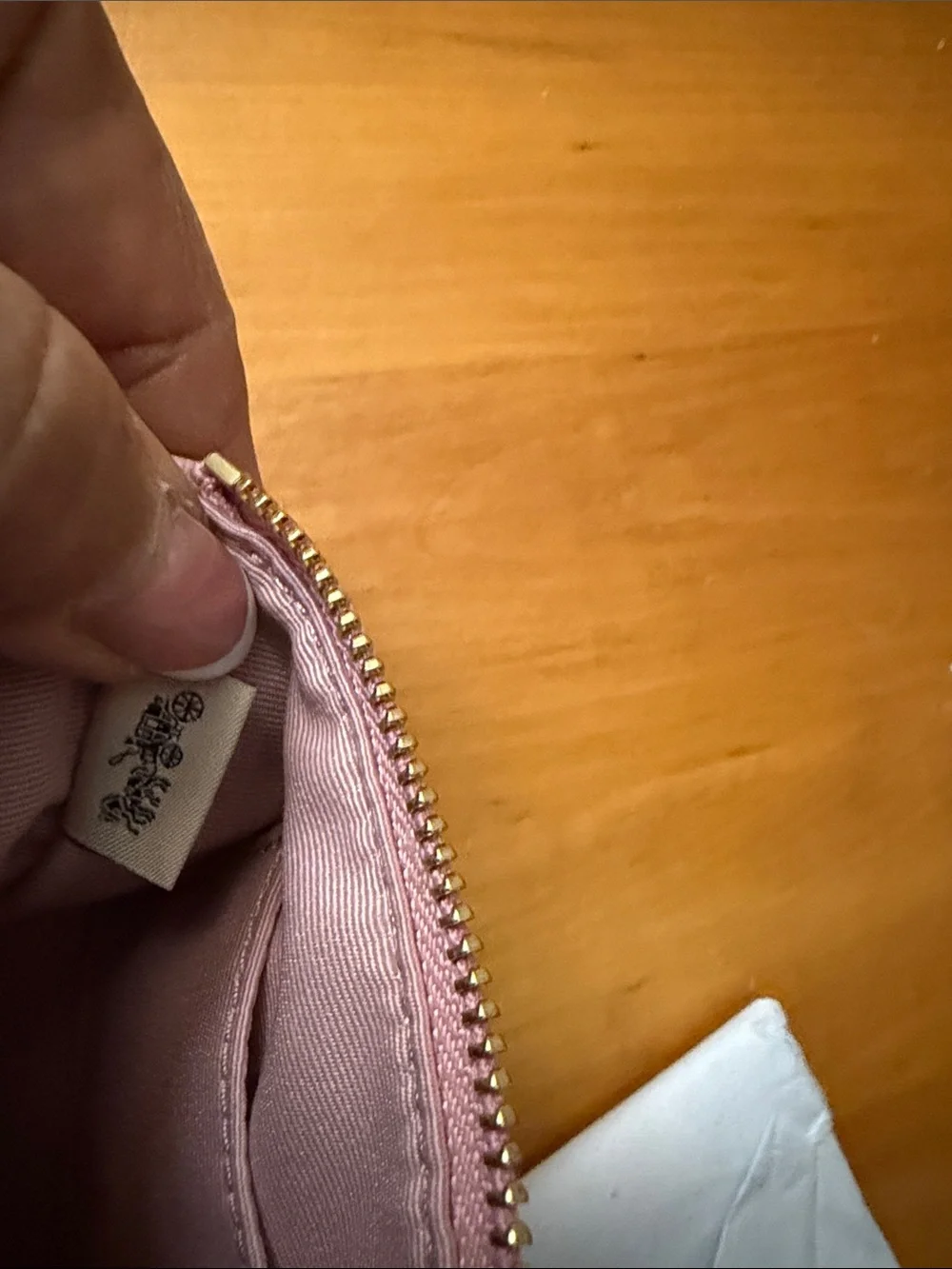 Coach Quilted Wristlet in Light Pink with Gold Hardware